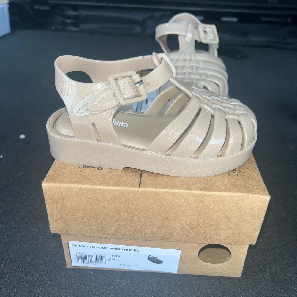 Mini Melissa Tan Sandals Chunky Platform Design